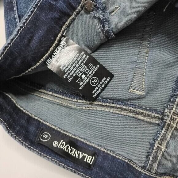BLANK NYC Jeans The Bond Fringe Hem Skinny Sz 26 Medium Blue Wash Grunge Boho - Picture 5 of 8